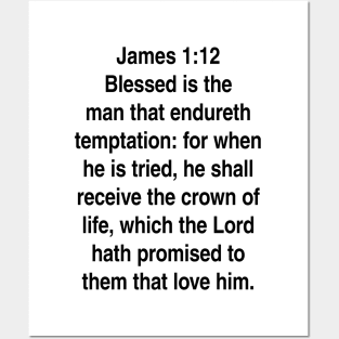 James 1:12  King James Version (KJV) Bible Verse Typography Gift Posters and Art